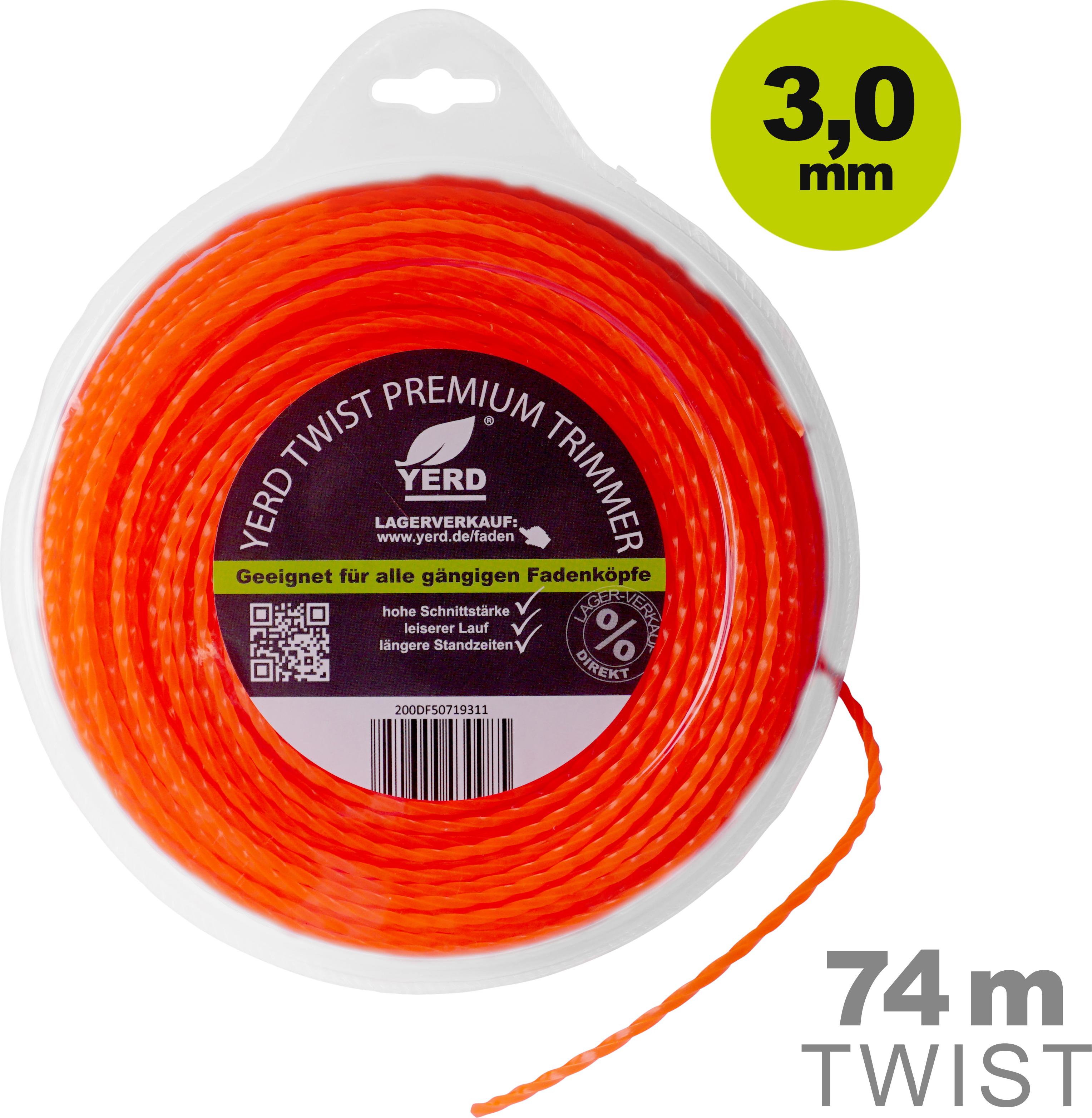 Yerd Mähfaden 3,0mm x 74m Trimmerfaden Ferischneider Faden Ersatz Mähfaden 50719311