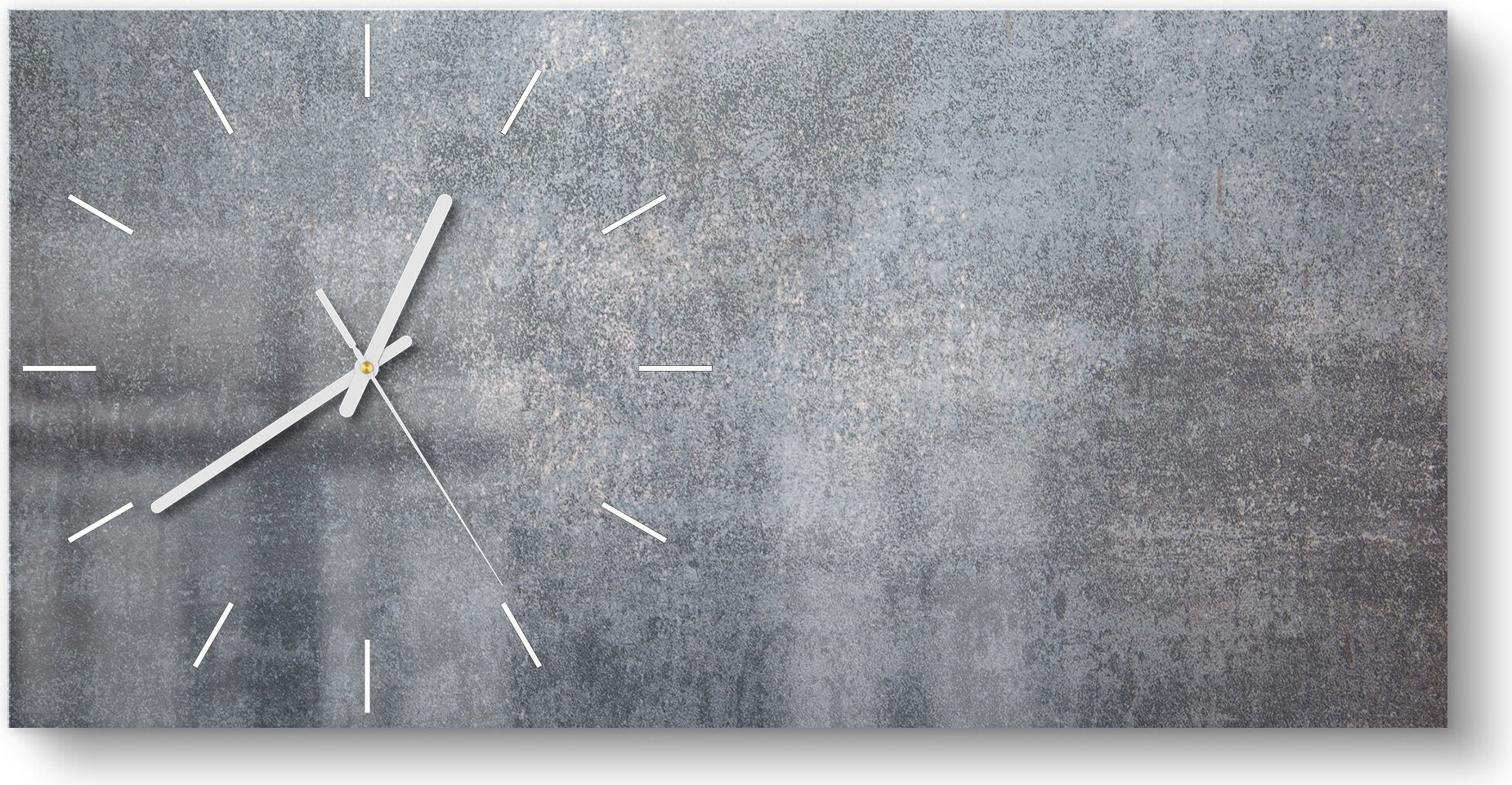 DEQORI Glasuhr 60x30 cm Modern 'Raue Metalloberfläche' Wanduhr Glas Uhr Design leise WC-60-30-M-1187