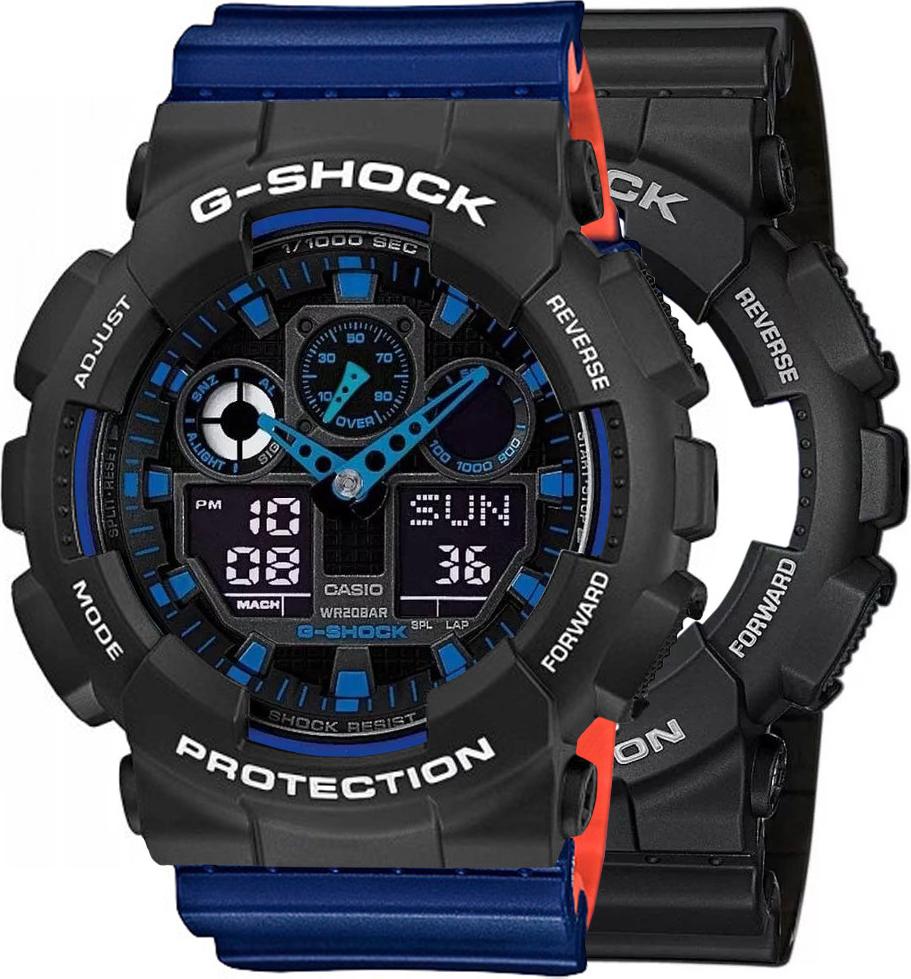 Hodinky Casio G-Shock SET GA-100-1A2ER + BEZEL 10508136 + BAND 10527467 20BAR