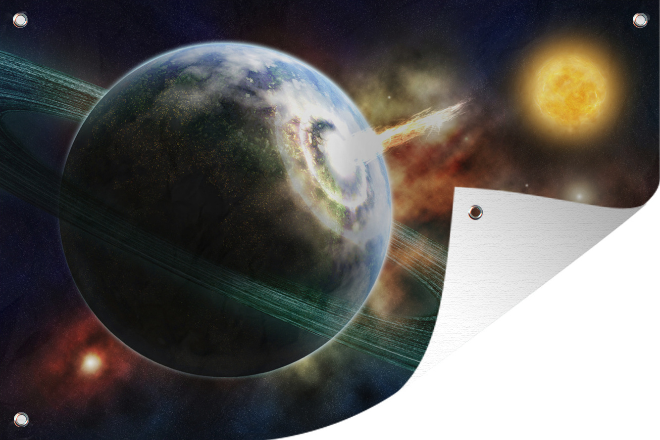 MuchoWow® 60x40 cm Outdoor-Poster Gartendeko Sichtschutz Garten Poster für den Garten Meteoriteneinschläge 133|17306247