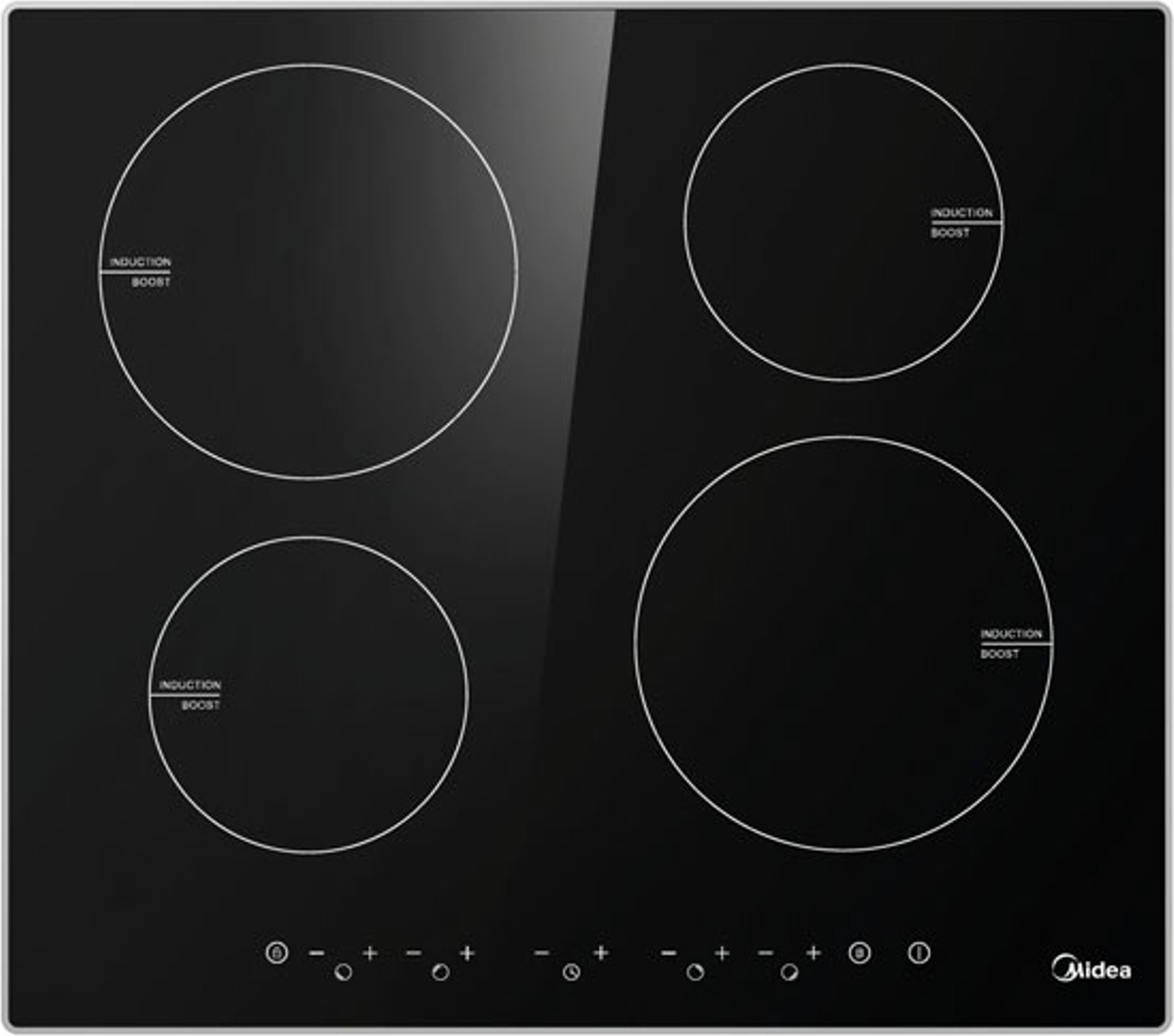 Samostatná indukčná varná doska Midea KI400IX, 4 varné platne, dotykové ovládanie, posilňovač, 60 cm bez rámčeka