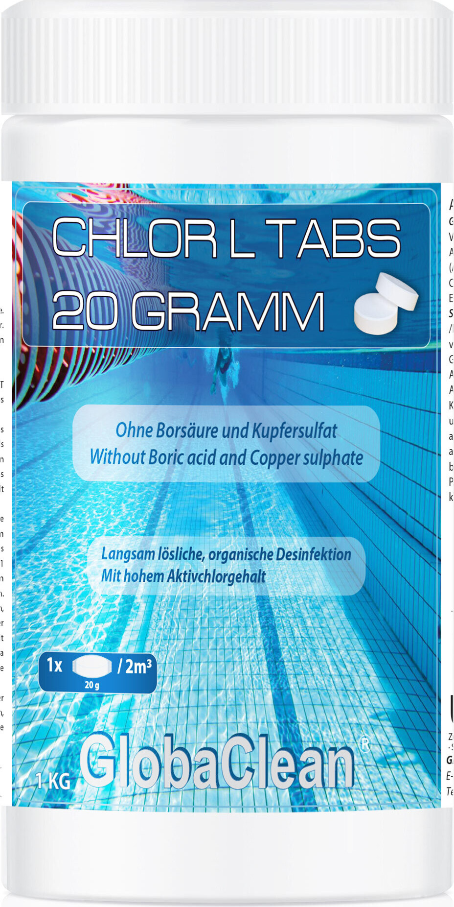GlobaClean 1 kg Pool Chlor L Tabs 20g 50634_1x1