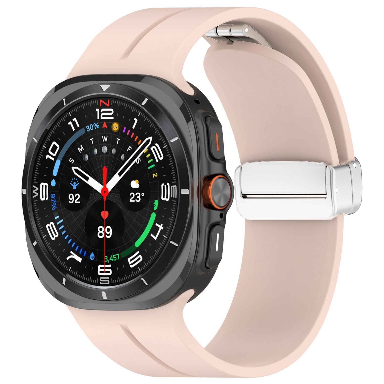 Pre Samsung Galaxy Watch Ultra 47mm Groove Silikónový remienok Magnetická pracka Pink