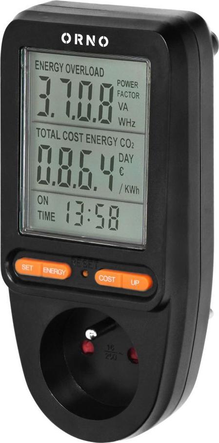ORNO Wattmeter, Energierechner mit Display, schwarz (OR-WAT-435/B)