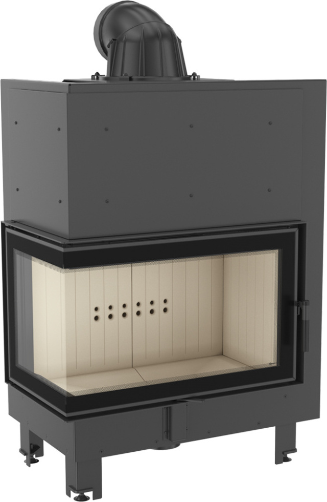 Oceľový krb MBO vľavo, 15 kW Ø 200 ohýbané sklo