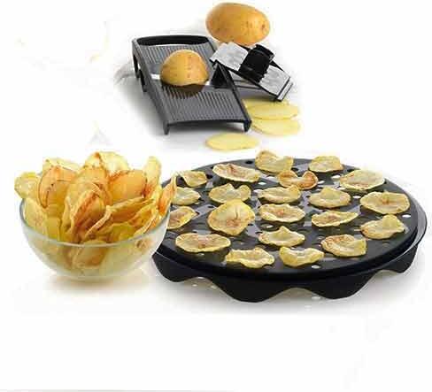 Sonstige Mastrad Top Chips Set Chipsmaker + Mandoline, Mikrowellen-Chipsbräter, Silikon, Kunststoff, Schwarz, F64601 F64601B