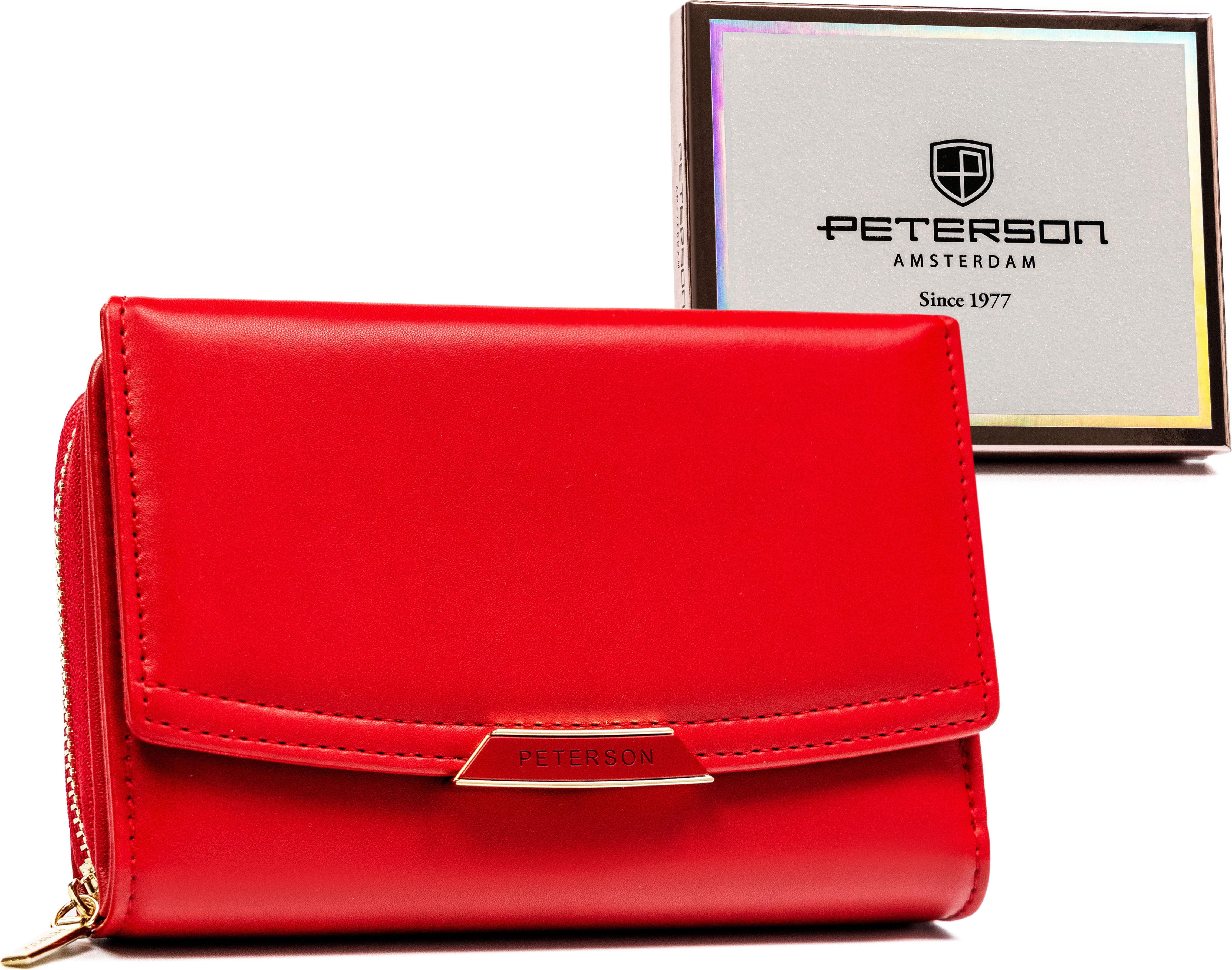 Damen-Geldbörse aus Ökoleder mit Druckknopf- und Reißverschluss - Peterson PTN001JI71088