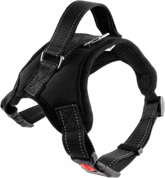 FEBE Hundegeschirr ohne Zug Größe L Schwarz Brustgeschirr Geschirr für Hunde Reflexstreifen Welpengeschirr G61-L-B