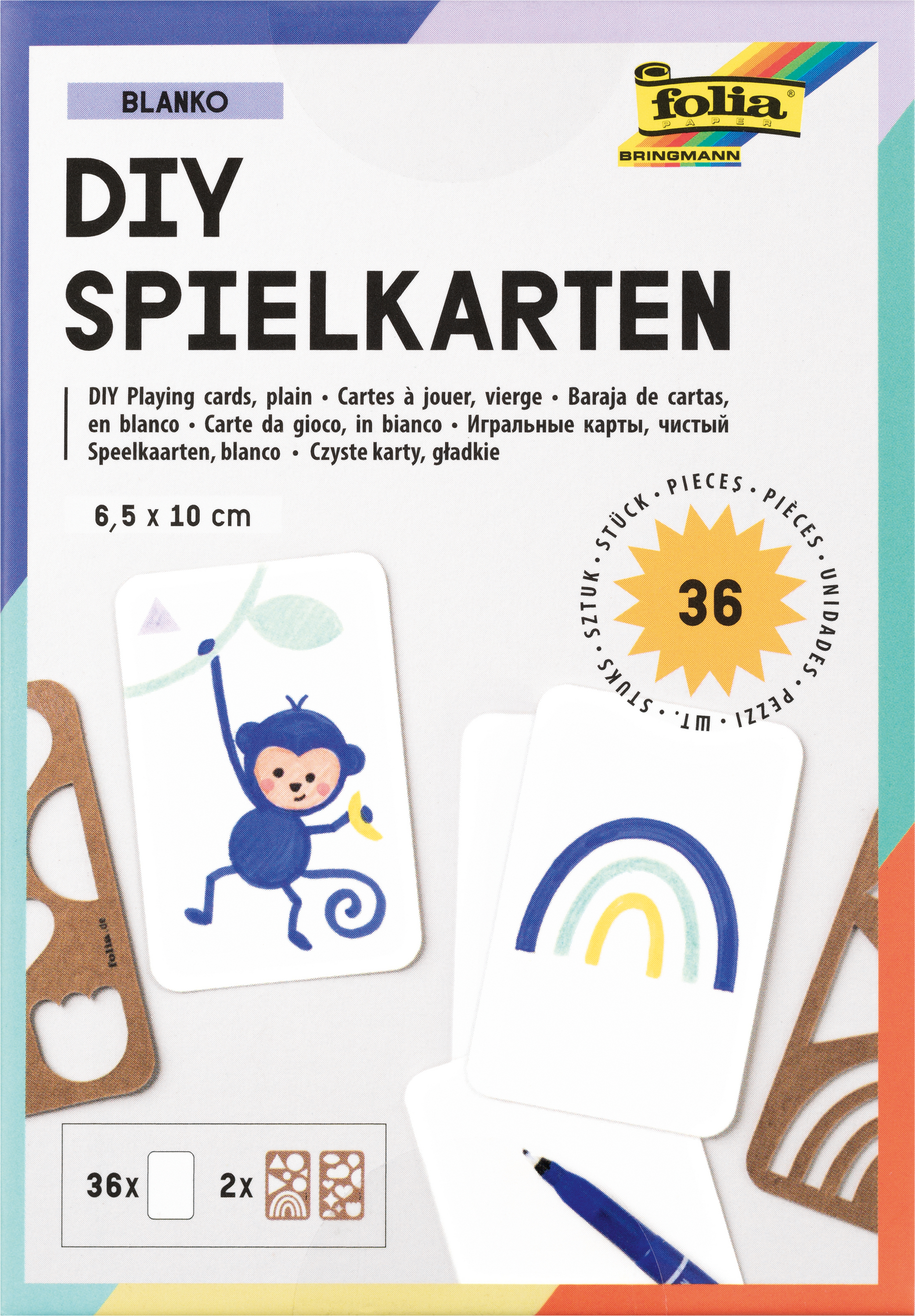folia Spielkarten BLANKO 65 x 100 mm weiß 36 Spielkarten 2327