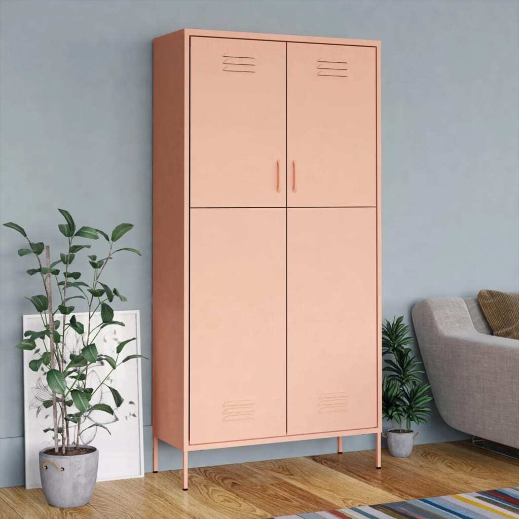 vidaXL Kleiderschrank Rosa 90x50x180 cm Stahl - Kleiderschrank - Kleiderschränke - Kleiderständer - Schrank HL336247