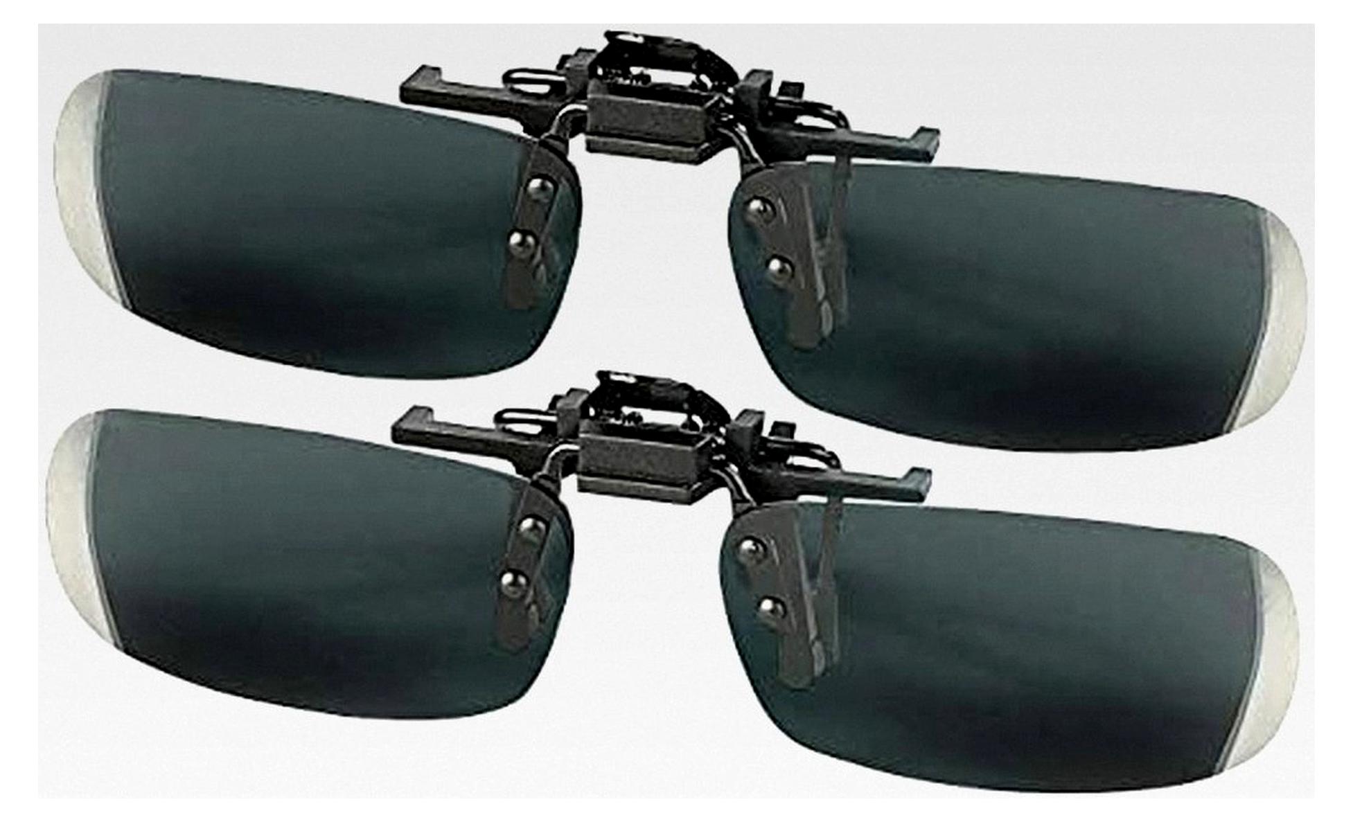 Markenlos Sonnenbrillenclip: 2er-Set Slim Clips für Brillenträger, polarisiert