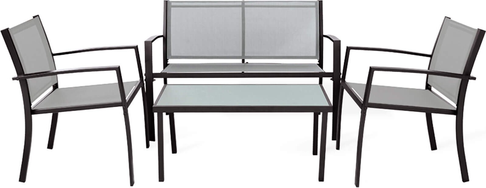 Gartenlounge Rebecca Mobili Rawal 75x110x58 Stahl Polyester Hellgrau Anthrazit Modern SET 4 stk