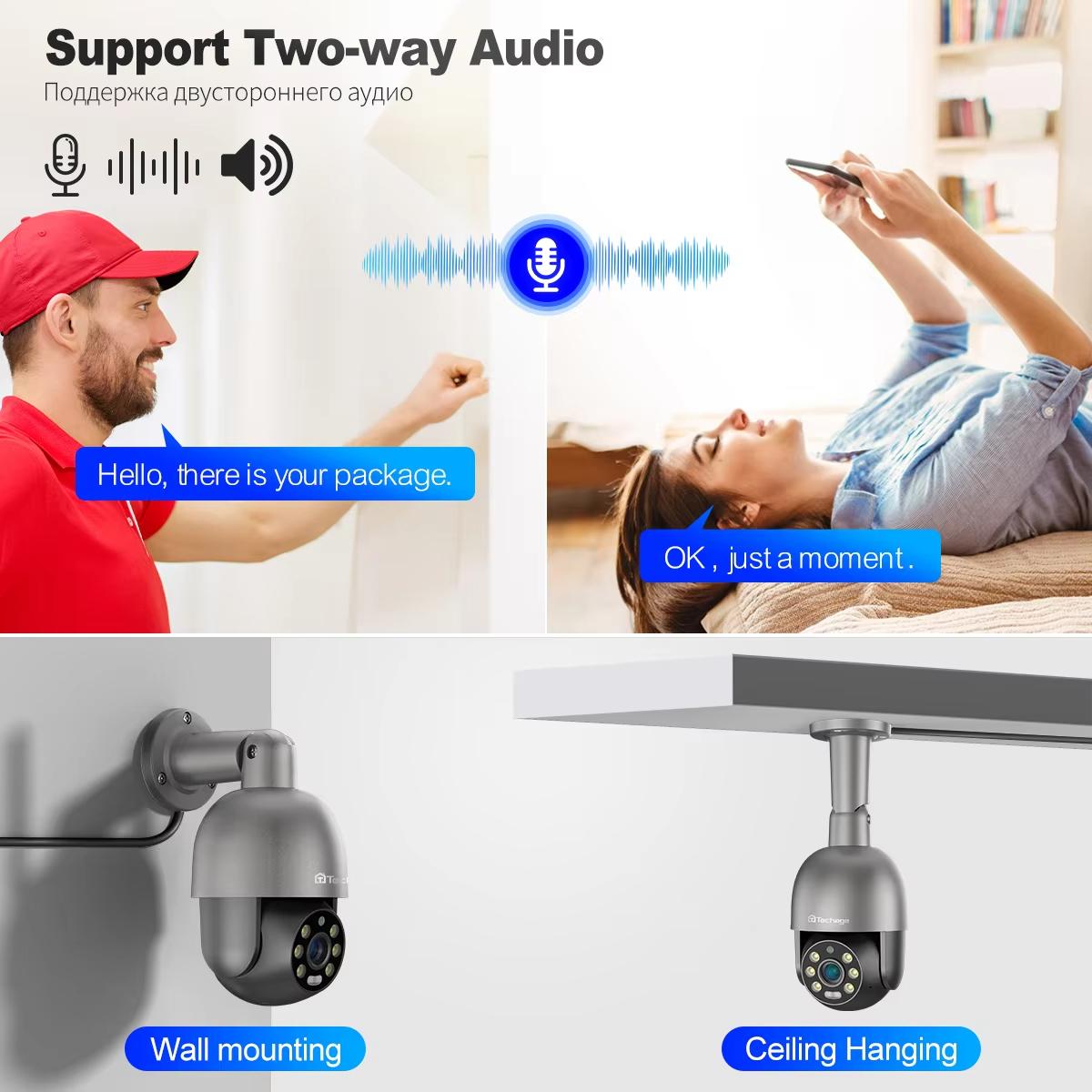 Dohľadová kamera, rozlíšenie 8 Mpx, 355° otočenie PTZ, IR nočné videnie, dva svetelné režimy, pamäť až 128 GB