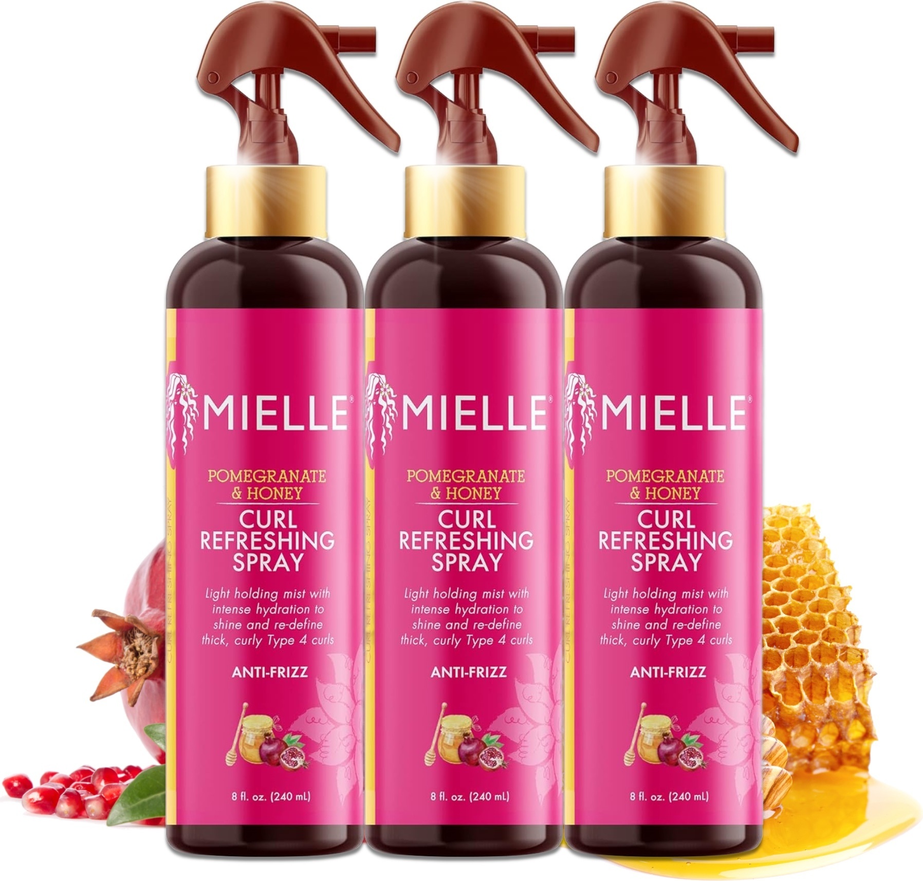 Mielle Organics Haar Locken Styling Spray Pomegranate & Honey Curl Refreshing von Mielle, 3x 240ml