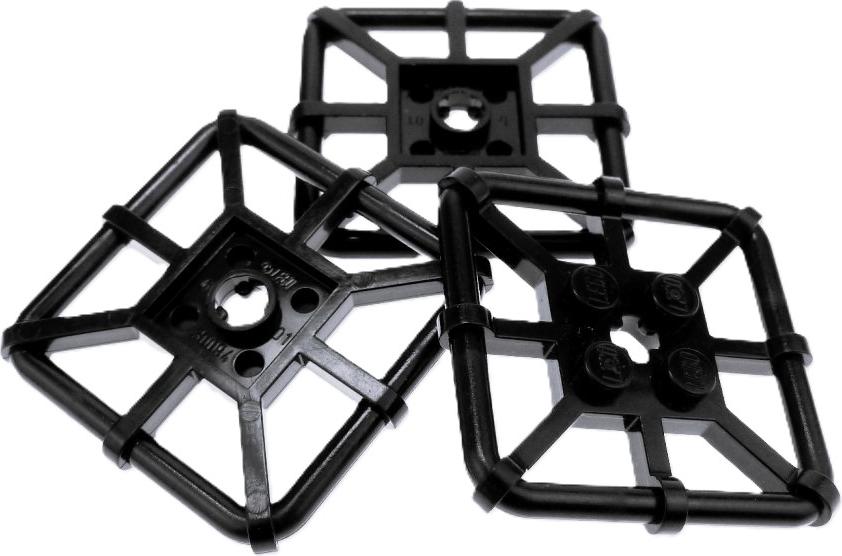 3x Lego Gitter Platte 2x2 schwarz Rettungsinsel Rahmen Dach Plattform 30094