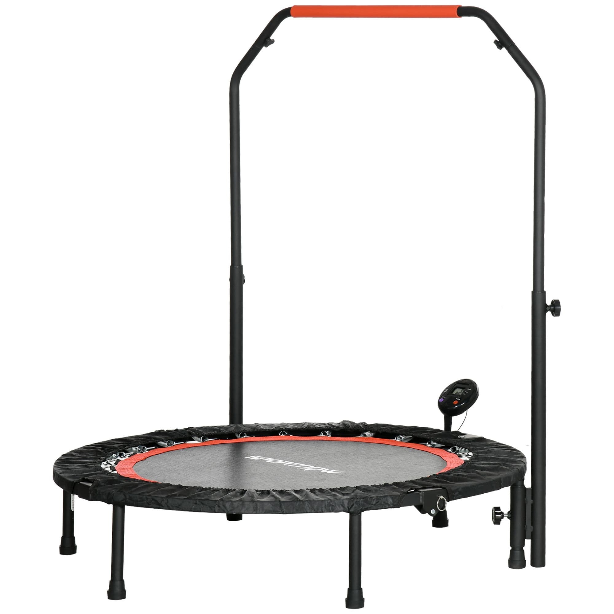 Xkiss Mini-Trampolin,Fitness-Trampolin mit höhenverstellbarem Haltegriff,LCD-Monitor,102 x 99-123cm,aus Stahl,bis 100 kg für effektives Training XKISS 1140