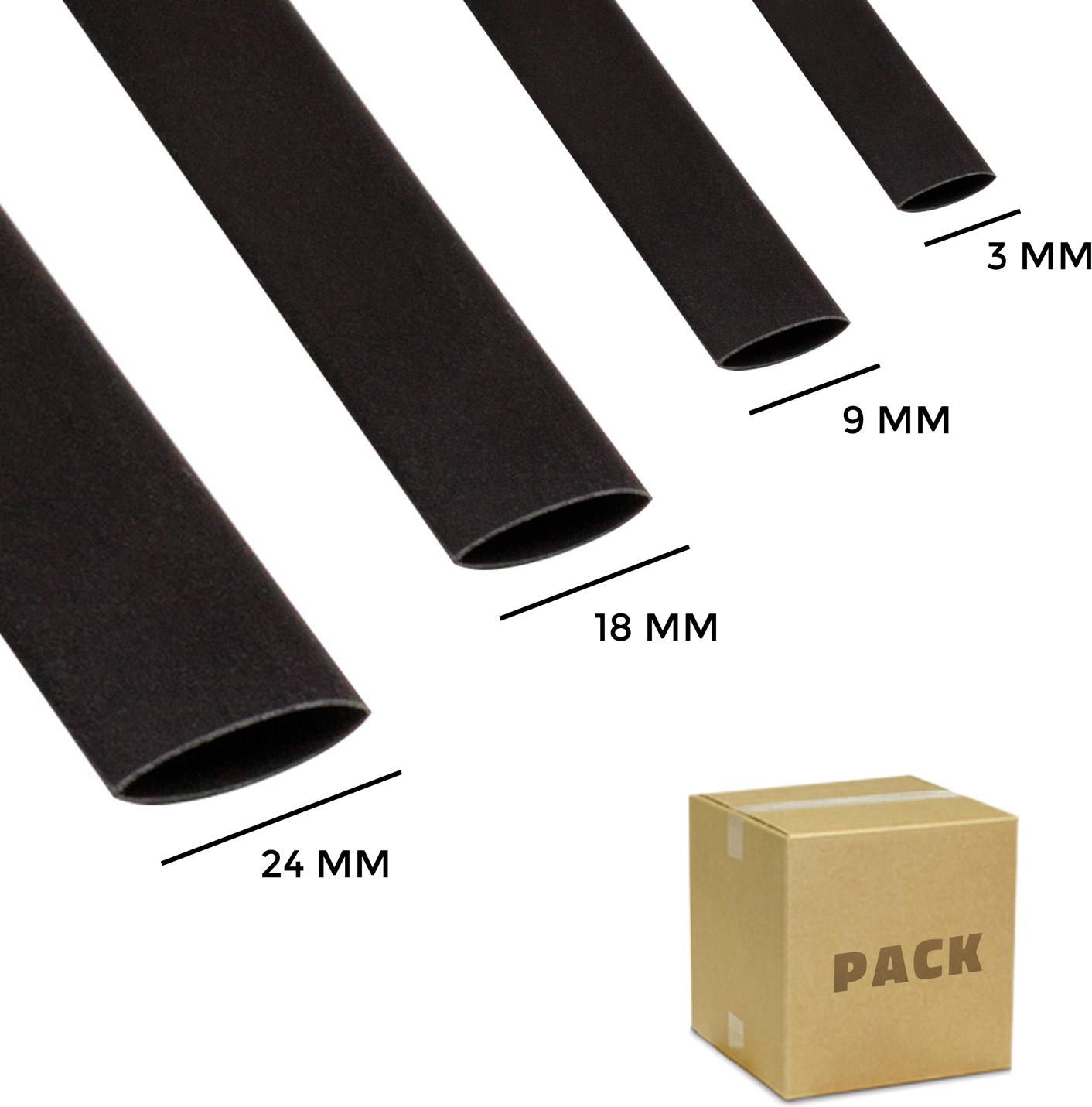 LEDKIA Schrumpfschlauch schwarz - Schrumpfverhältnis 3:1 1 Meter Schwarz