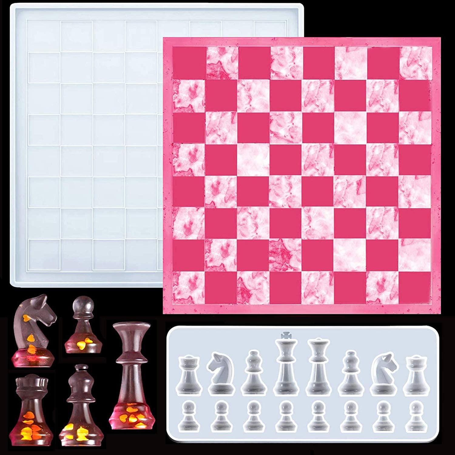 6 Stück Internationales Schach Epoxidharz Form Schachfiguren