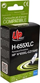 Kompatibilný atrament UPrint CZ110AE, HP 655, cyan, 750str., 12ml, H-655XLC, pred HP Deskjet Ink Advantage 3525, 5525, 6525, 4615 e-AiO H-655XLC