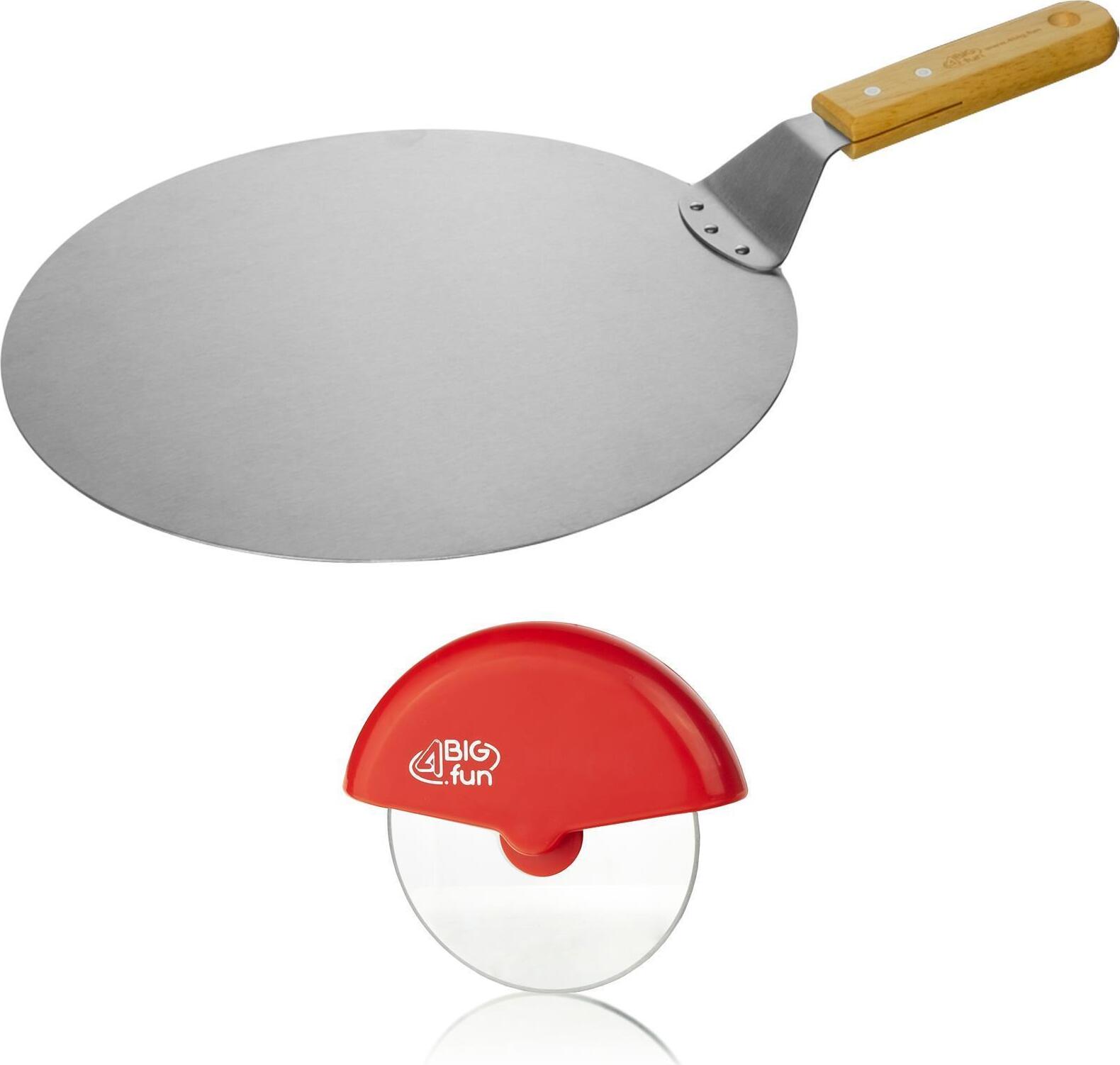 4BIG.fun Ø30.5 Pizzaschaufel Pizzaheber Pizzaschneider Pizzamesser Pizzarad Set Cutter Pizzaheber + Pizzarez