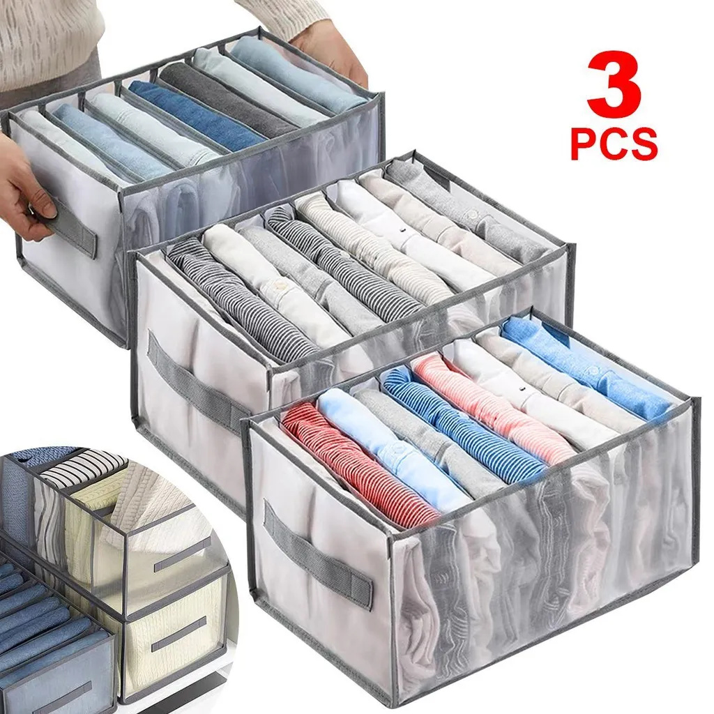 Dopwii Organizer, 3-teiliger faltbarer Kleiderorganisator, Mesh-Kleiderorganisator für Hosen, Unterhosen, T-Shirts, Pullover KAUF-WOHN-HC039-13