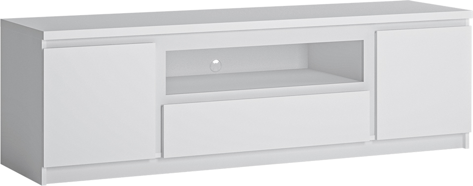 Wohnzimmer TV Lowboard in Weiß FORTALEZA-129, B/H/T ca. 165,4/51,1/45 cm