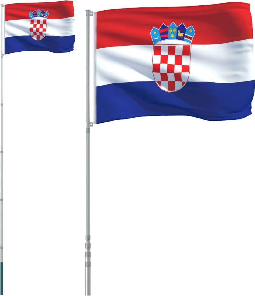 vidaXL Flagge Kroatiens mit Mast 5,5 m Aluminium 3147128