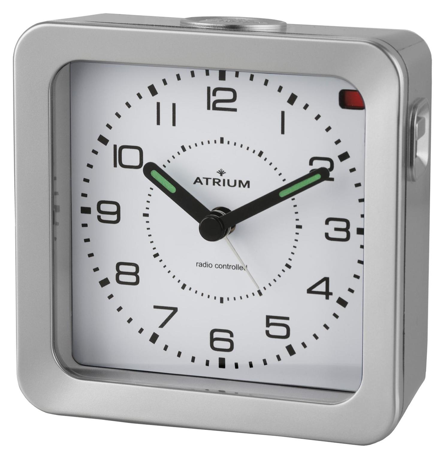 ATRIUM Wecker Analog Quarz Funkwecker A660-19 Licht Snooze silber