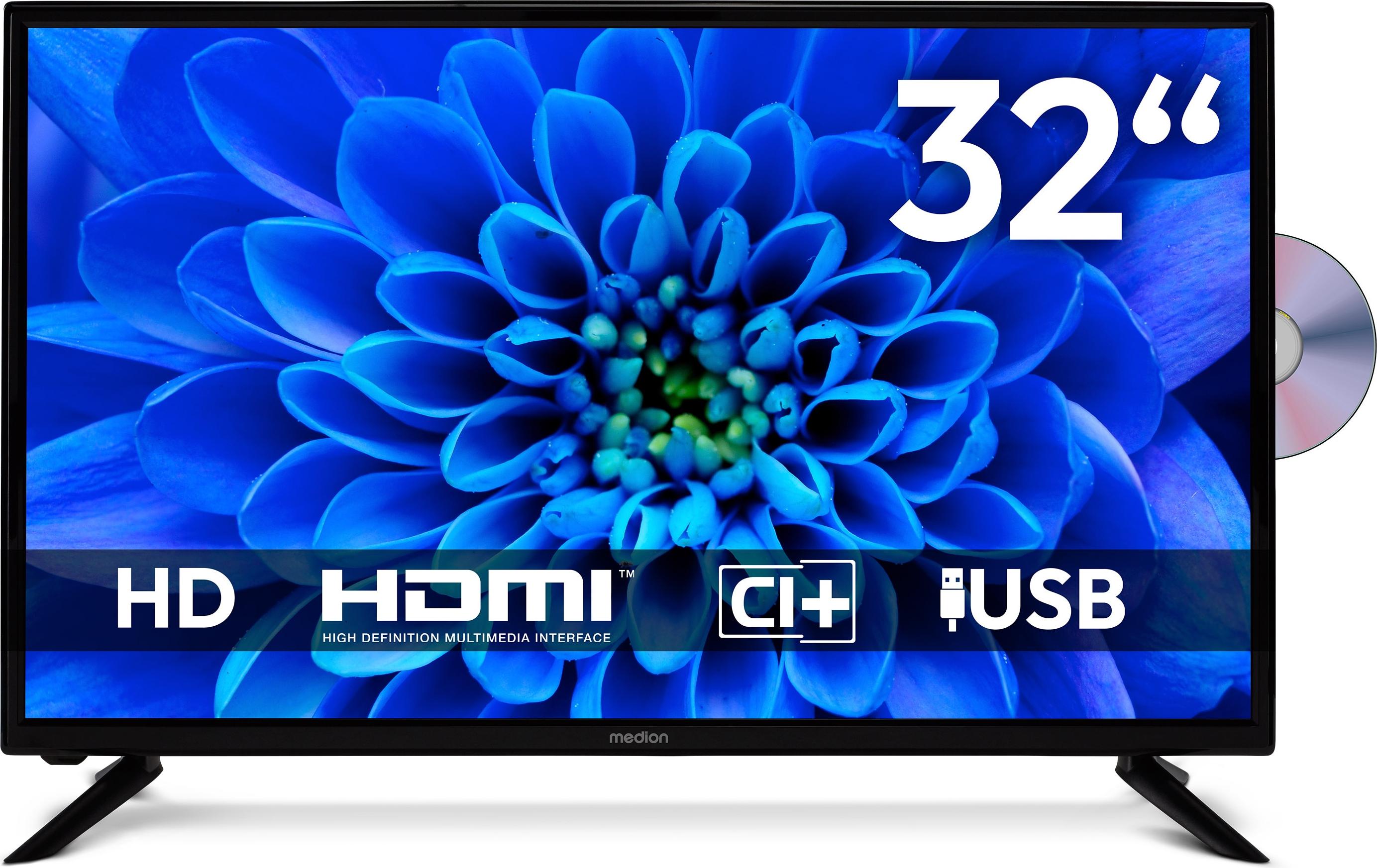 MEDION LIFE E13227, 81,3 cm (32"), 1366 x 768 px, HD, LCD, DVB-C, DVB-S2, DVB-T2, Čierna