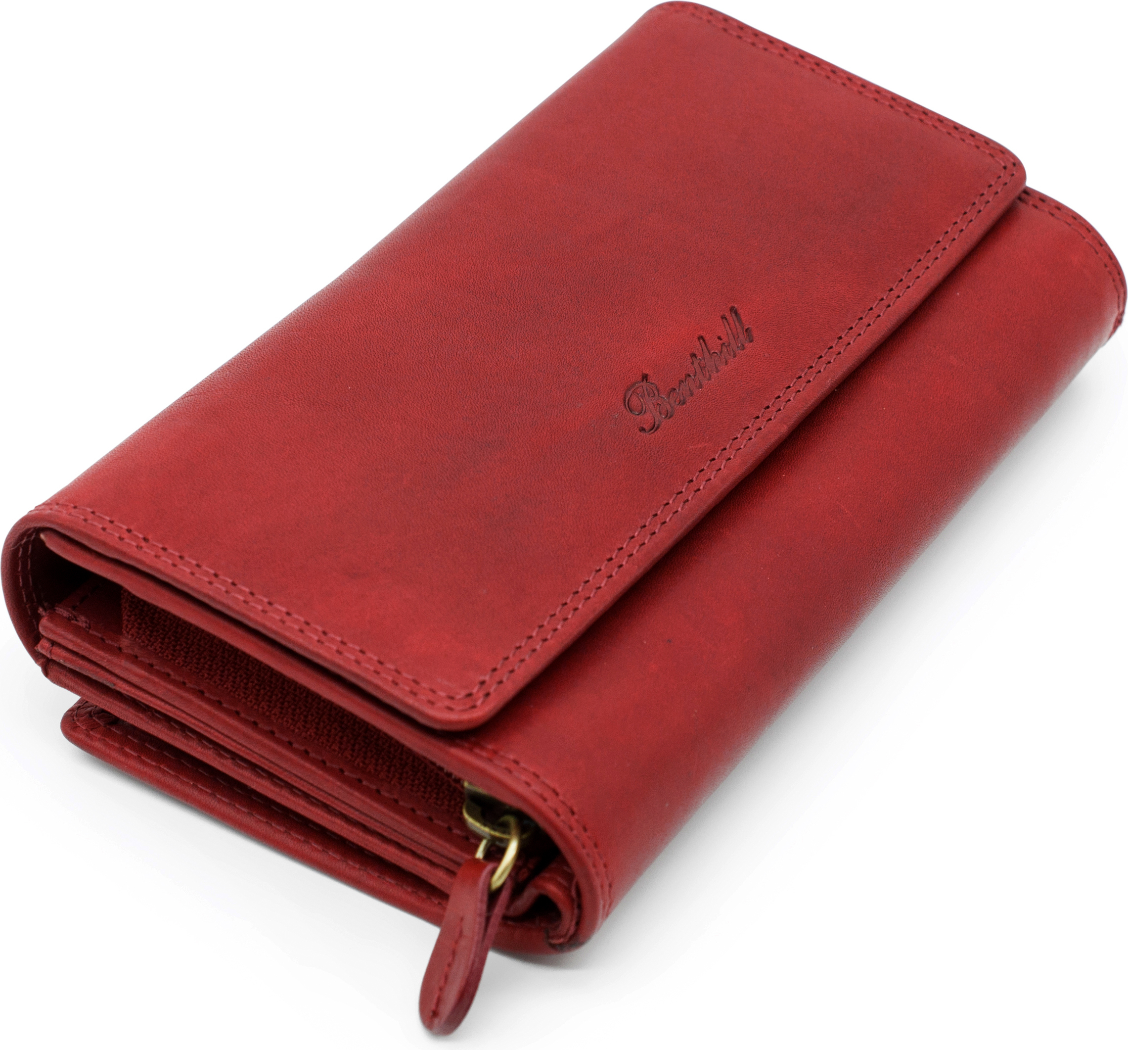 Benthill Große Geldbörse Damen Leder - Frauen Portemonnaie aus echtem Rindsleder - Portmonee mit vielen Kartenfächern - XXL Geldbeutel Lang mit RFID Schutz 1300