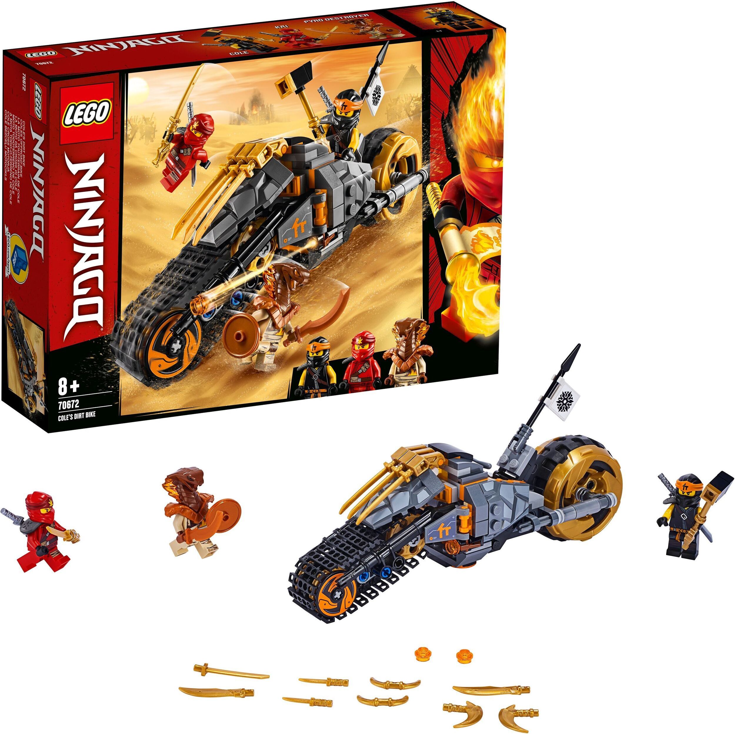LEGO NINJAGO Cole's Dirt Bike, Stavebnica, 8 rok / roky, 212 kusov, 275 g