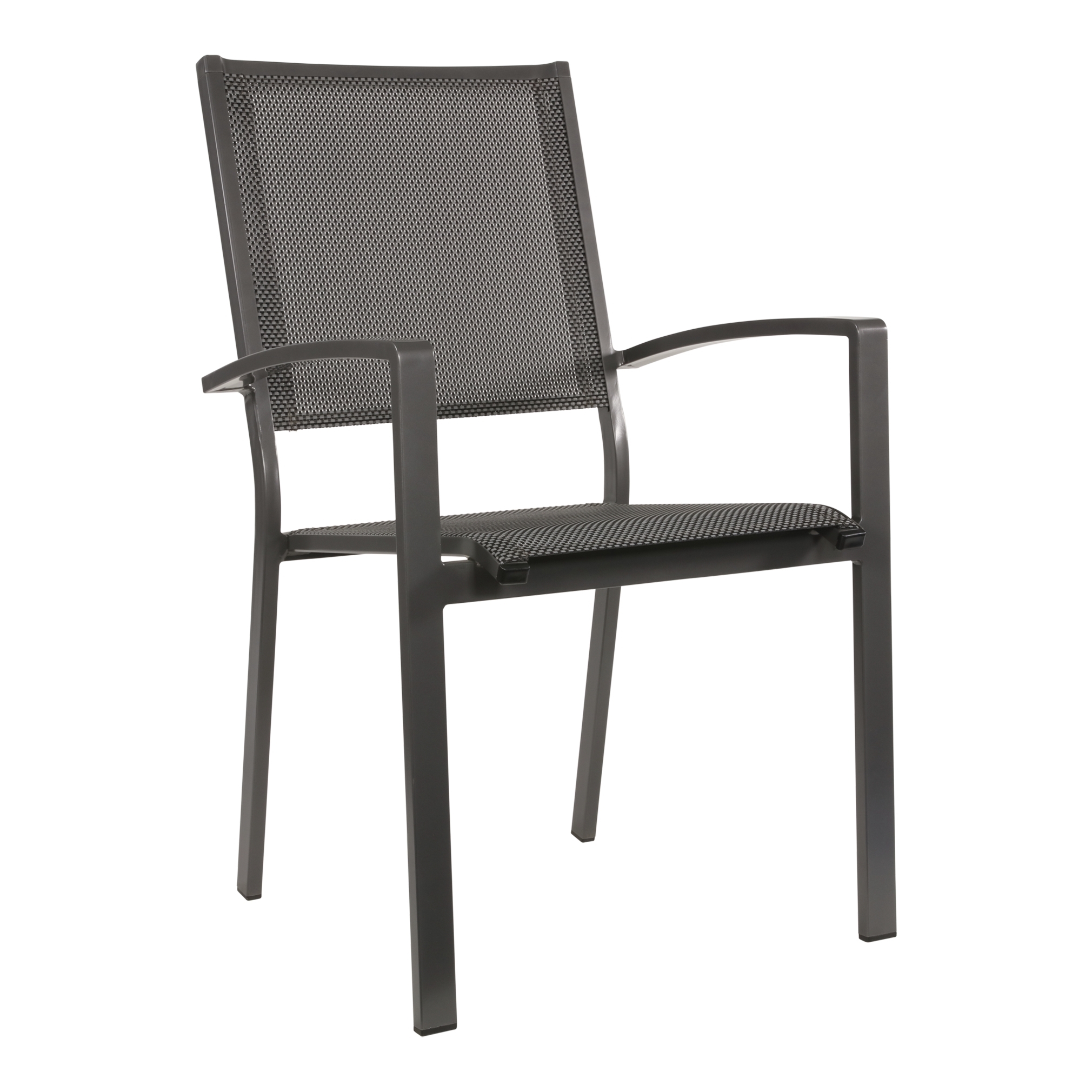 Gartenstuhl >Mojito < Armlehnstuhl, Stapelstuhl, Aluminium matt anthrazit - 55x95x65 (BxHxT)