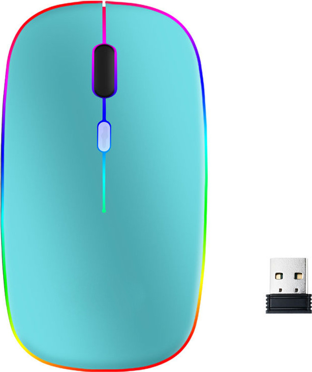 INF Bezdrôtová Bluetooth myš USB nabíjanie s farebným podsvietením Modrá