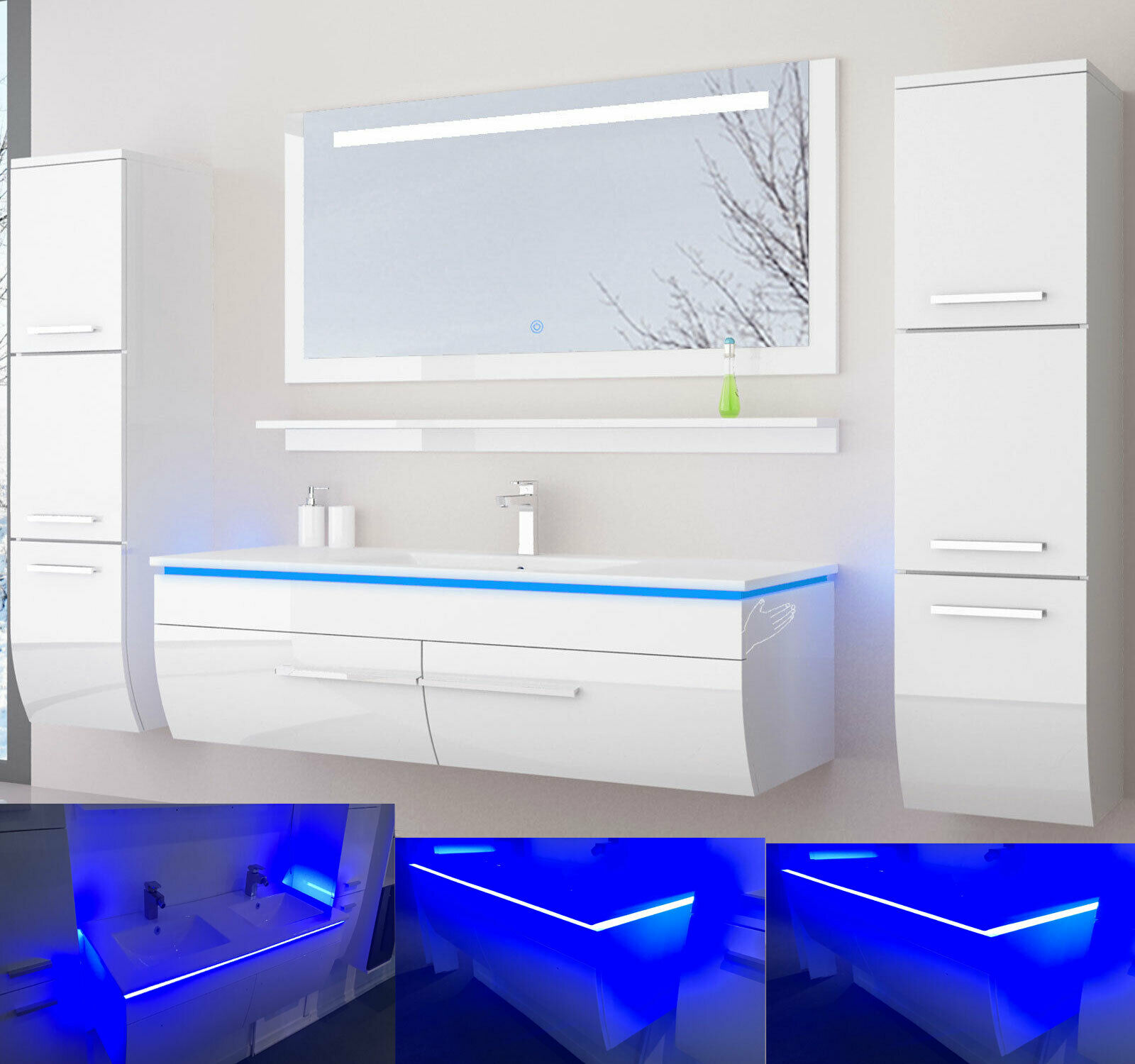 Beton mit Weiß Unterschrank Badmöbelset Badezimmer Badmöbel Neptunes