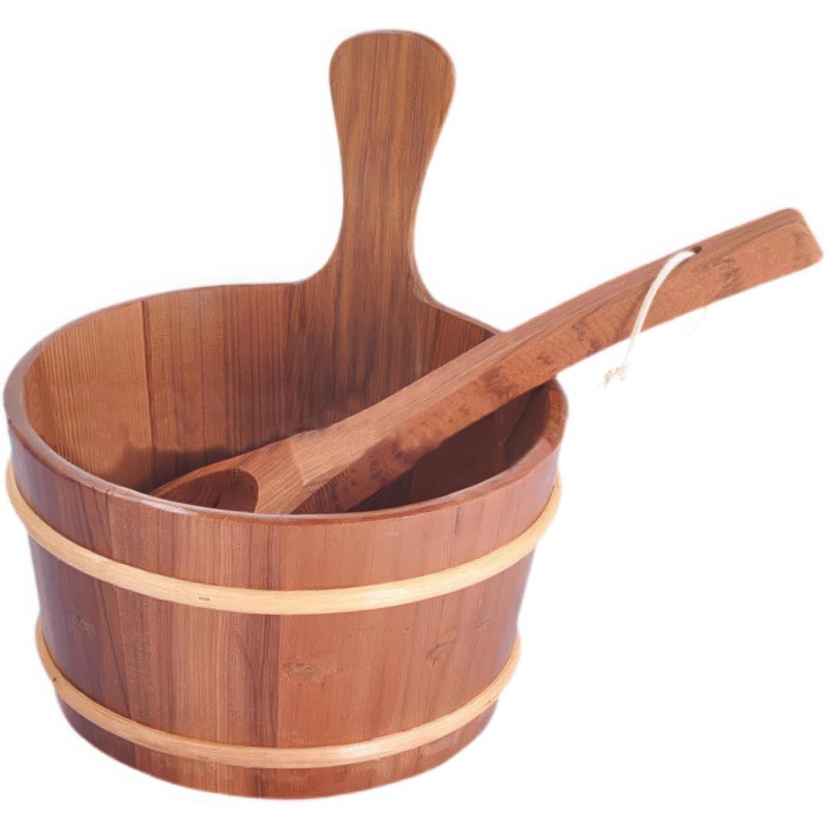 Welikera Saunakübel-Set, 4L Saunakübel (mit Löffel), 100% natürliche Zeder, Naturholz-Aroma-Saunazubehör KAUF-INTT-BH523-024