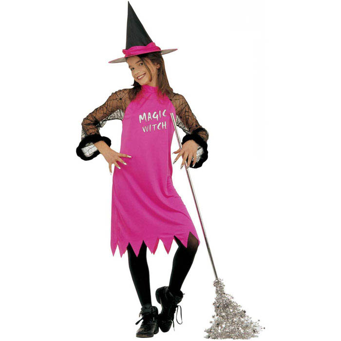 Kostümplanet® Hexenkostüm Kinder mit Hut Mädchen Hexen Kostüm Halloween Hexe schwarz-orange 98