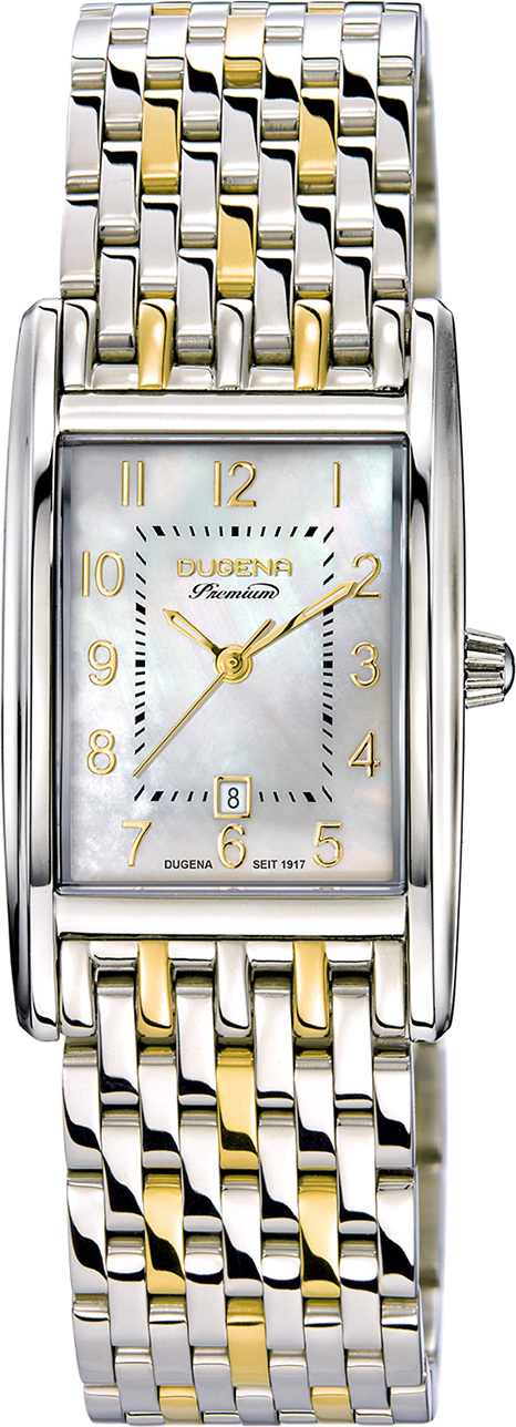 Dámske náramkové hodinky DUGENA 7000122-1 Quadra Artdeco, quartz, perleťový ciferník, puzdro z nehrdzavejúcej ocele, zafírové sklíčko, náramok z nehrdzavejúcej ocele, dvojité skladacie zapínanie na gombík, 5 barov