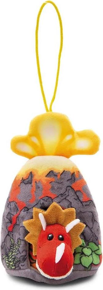 NICI Kuscheltier Dino Cerastupsy Rot 12cm - 2in1 Flauschiges Dino Kuscheltier im Vulkan für Mädchen, Jungen & Babys, Dino Stofftier mit Loop – 49463 49463-UNIT
