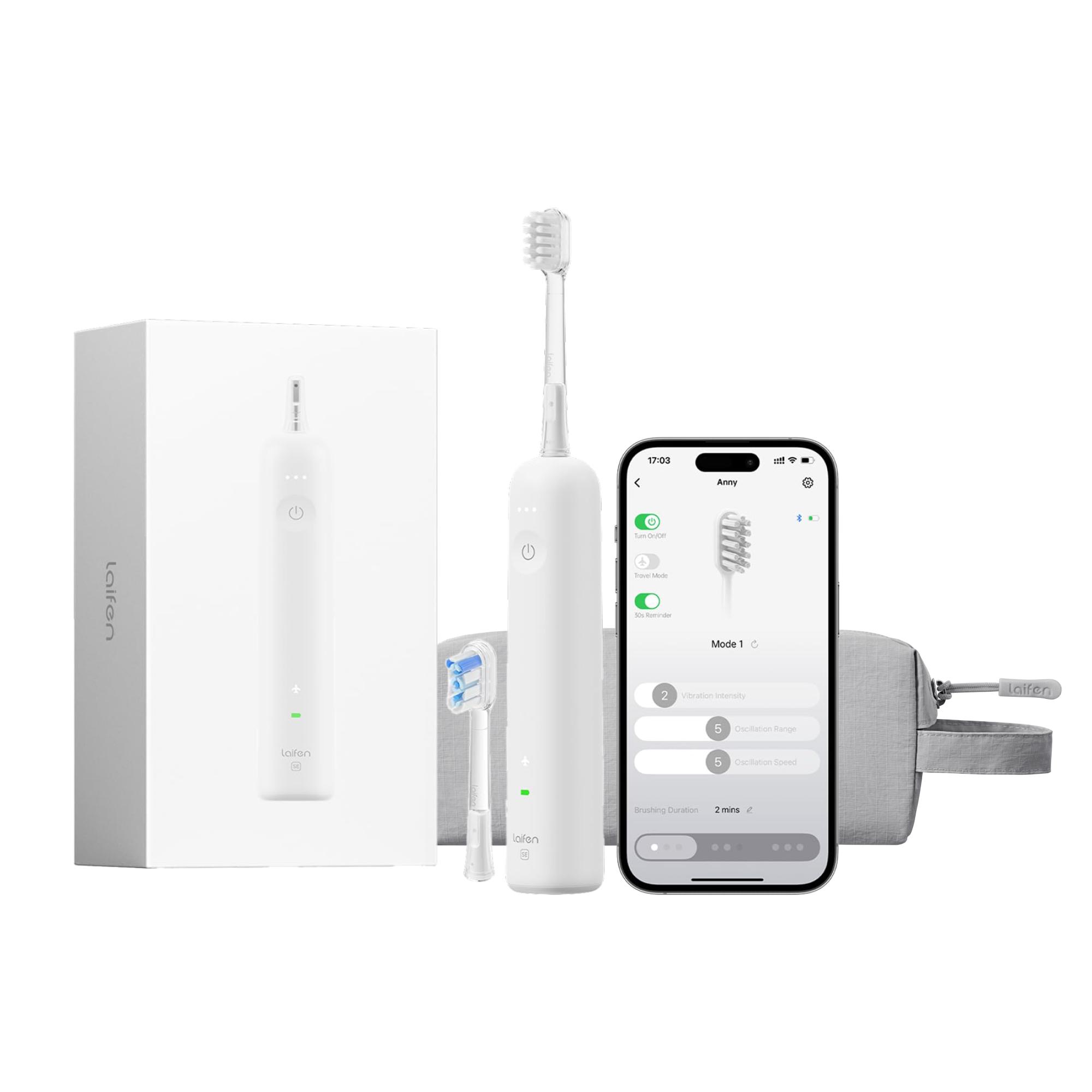 Laifen Wave Spezial Elektrische Zahnbürste mit 2 Bürstenköpfe und Reisetasche