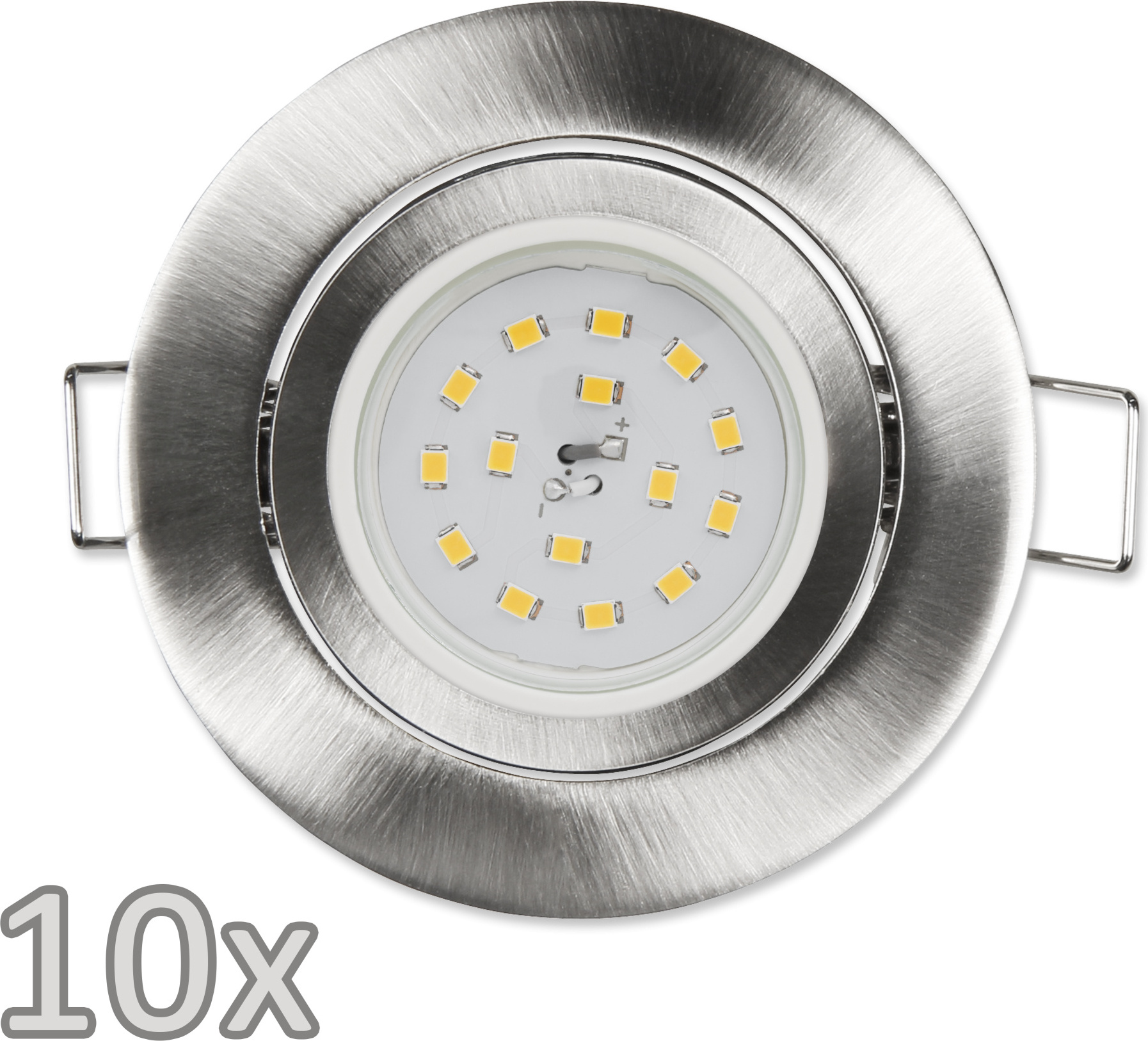 Einbauleuchten-Set McShine, 10xRahmen, 10xLED-Modul, 5W, 400lm, Edelstahl 1452913