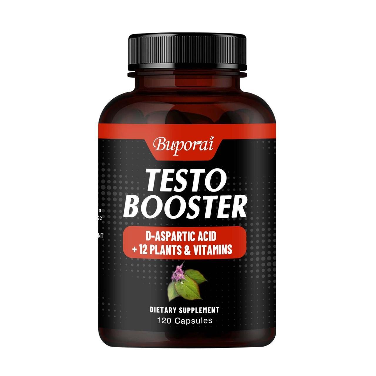 Buporai Testo Booster (120 Kapseln) Nahrungsergänzungsmittel, Männer, Energie, Elan, Ausdauer, Testosteron