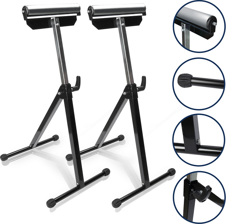 karpal 2 ks sklápacie stolíky na kolieskach, 68-108 cm skladacie, nosnosť 90 kg, 30 cm široké nastaviteľné stolíky na kolieskach, plynulé nastavenie a skladanie