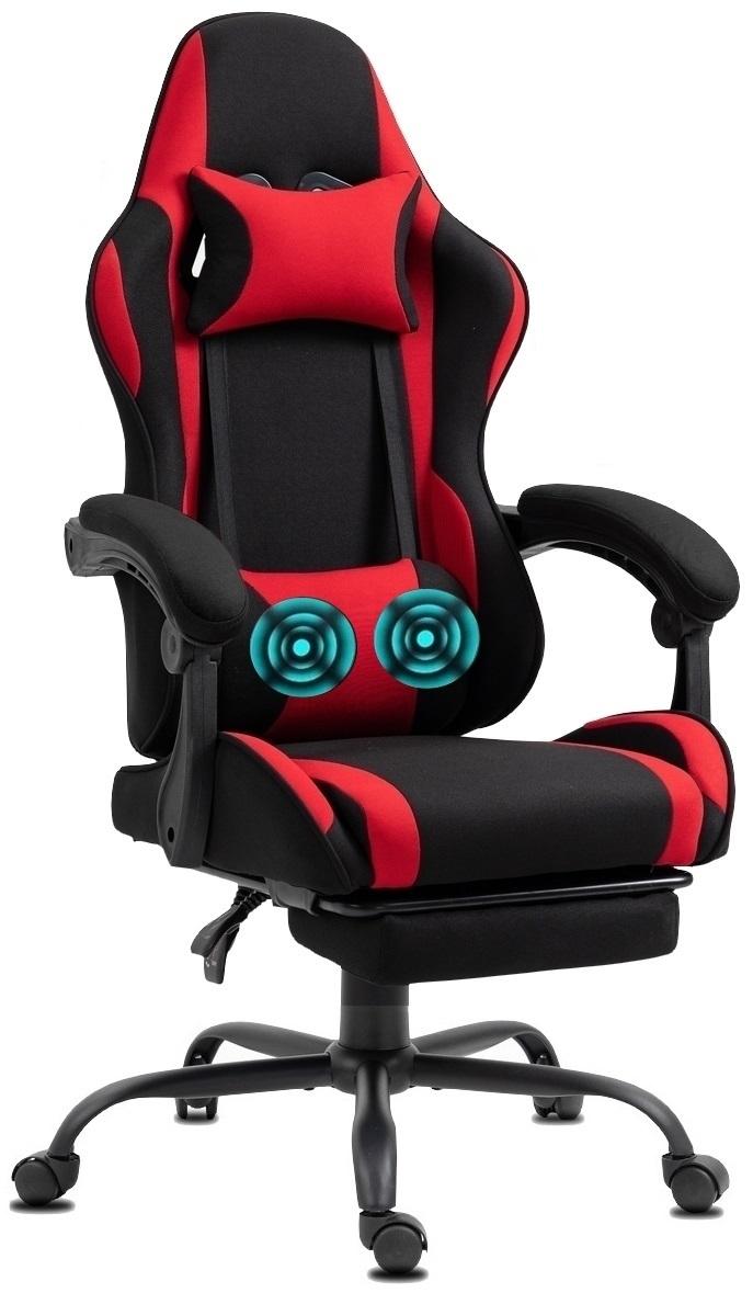 Delman Látkové kancelárske kreslo Herné kreslo Herné kreslo Ergonomické s opierkou nôh Masážny bedrový vankúš Herné kreslo Otočné kreslo 02-0040 Red