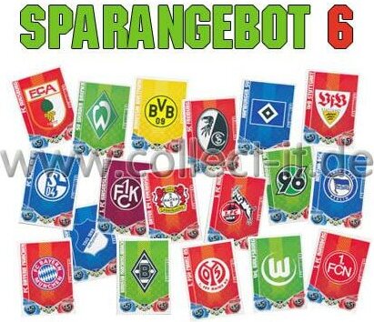 Topps Match Attax - Spar 6 - Saison 11/12 - Alle 18 Vereinswappen