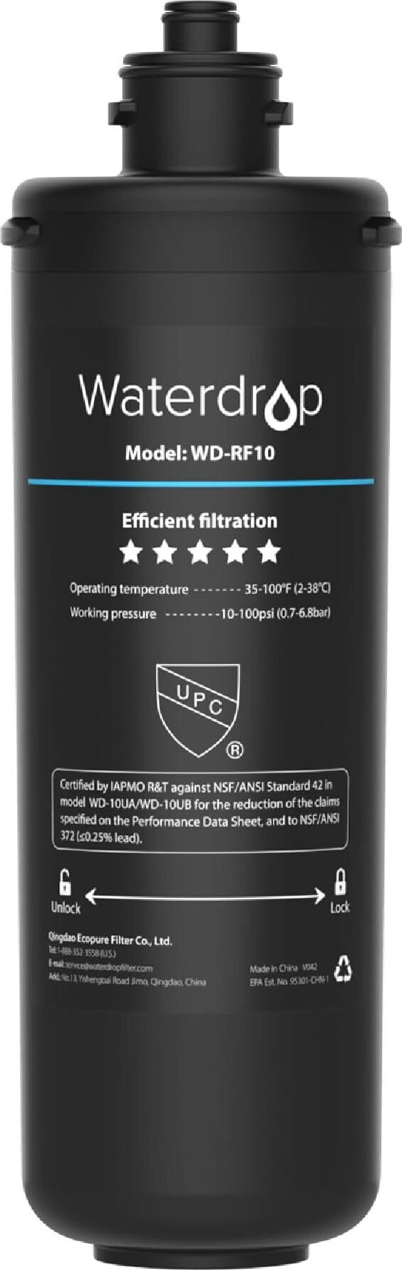 Waterdrop WD-BFU2 Waterfilter voor de badkamer voor gezichtsverzorging, vermindert chloor en kalk in het water, vermindert roodheid en irritatie van de huid, 4 -traps filtering Waterdrop WD-BFU2 Waterfilter voor de badkamer voor gezichtsverzorging, vermindert chloor en kalk in het water, vermindert roodheid en irritatie van de huid, 4 -traps filtering