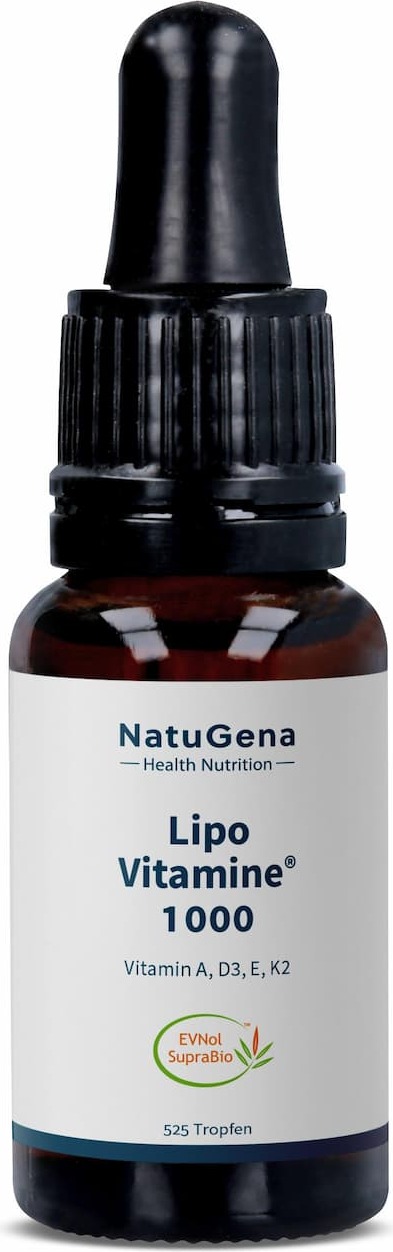 NatuGena GmbH NatuGena LipoVitamine 1000 | 15 ml | Vitamin D3, K2, E & A in MCT-Kokosnussl | hohe Bioverfgbarkeit | vegetarisch 16574140