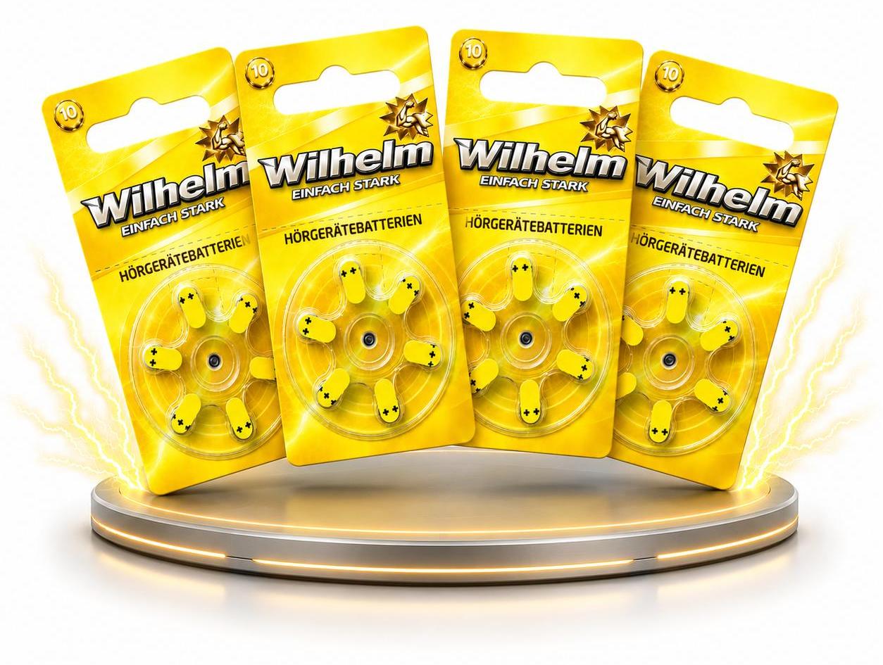 24 x WILHELM Hörgerätebatterien Typ 10 gelb Hörgerätbatterie PR70 ZL4 1,4/1,45 V
