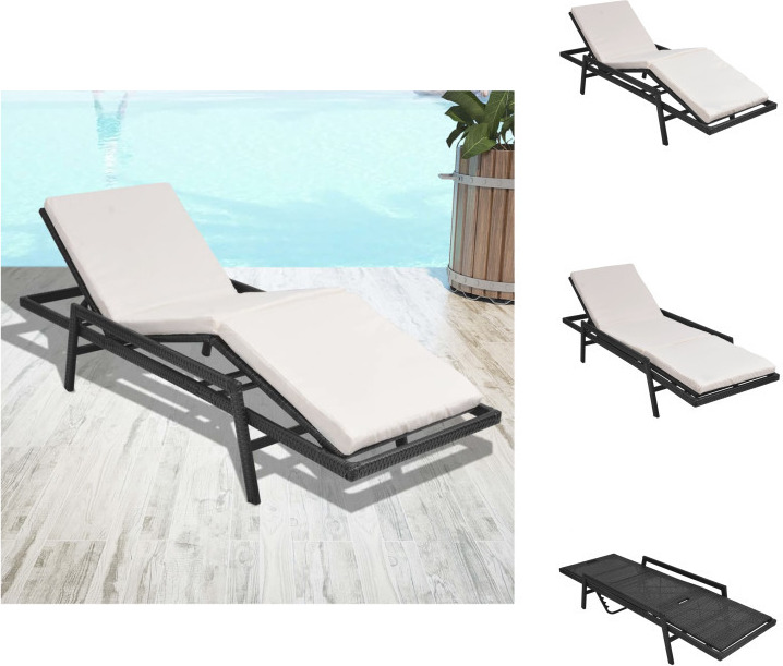 vidaXL Lehátko s vankúšom z polyratanu čierne - Lehátka