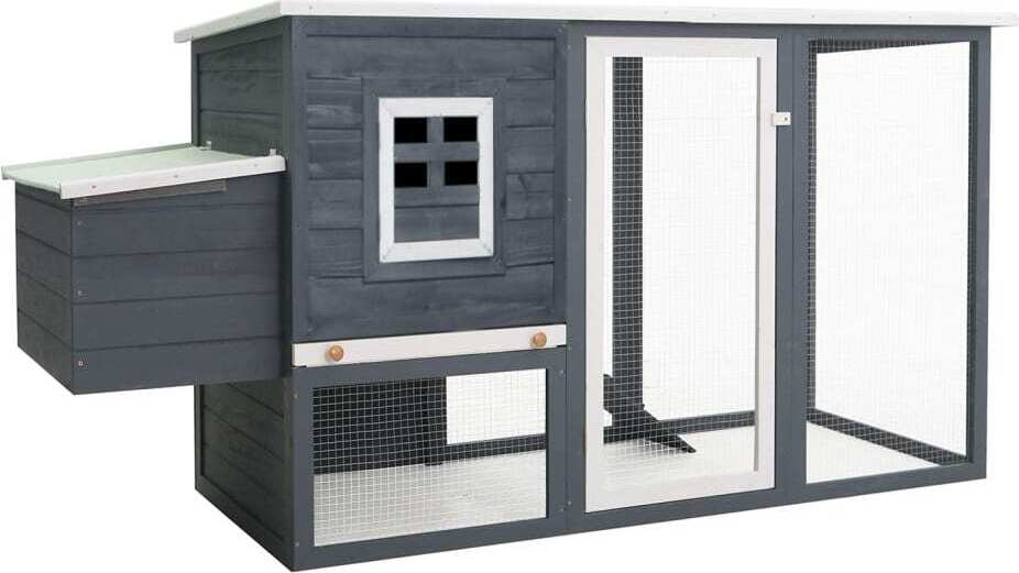 vidaXL "2026 Promotion" Garten-Hühnerstall mit 1 Legenest Grau Holz - Kleintier-Ställe CC1902 LL0000080112-VDLL-MEUBLE251219