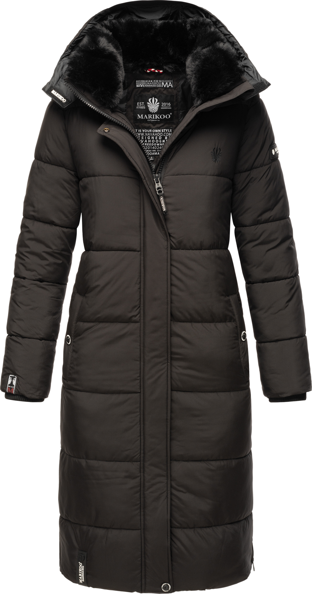 Winterparka Damen Von FUPODD - Mittellanger Gefütterter Wintermantel Mit Kapuze